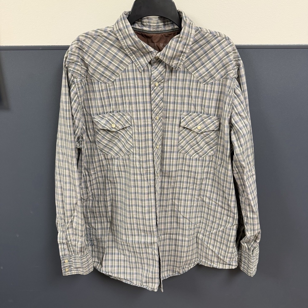 OLD NAVY LIVE Men's Western PEARL SNAP Shirt 2xl PLAID DOUBLE STITCHING